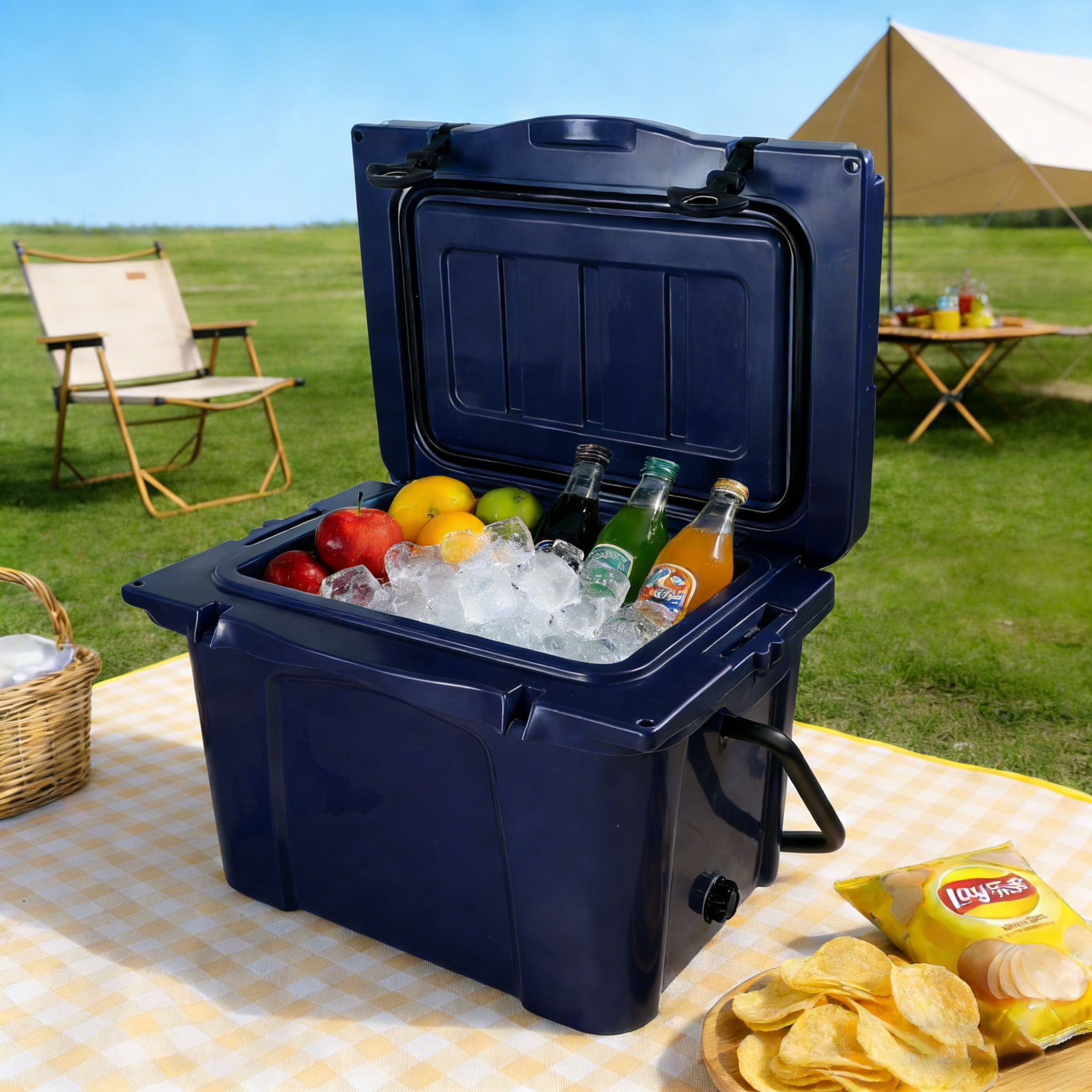 Enfriador Portátil de 25QT, Hielera Rígida Aislada con Abrebotellas, Portavasos y Regla, Ideal para Viajes, Playa, Camping y Pesca — imagen 2