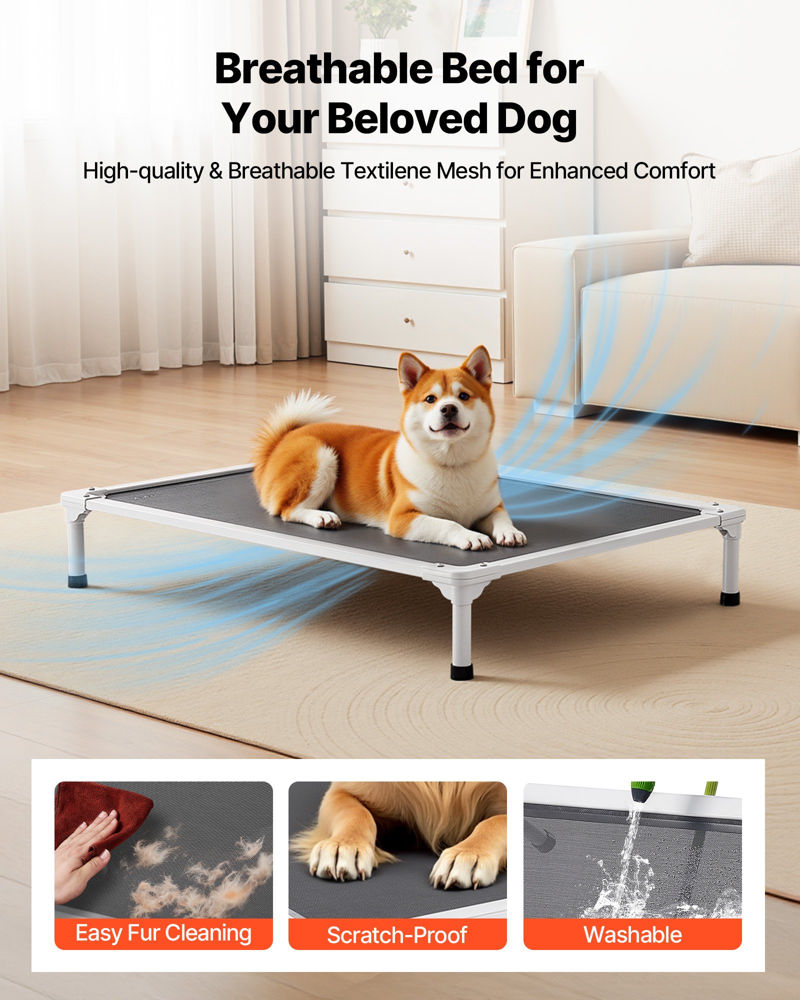 Cama Elevada para Perros Grandes - Cuna Portátil con Malla de Teslin — imagen 4