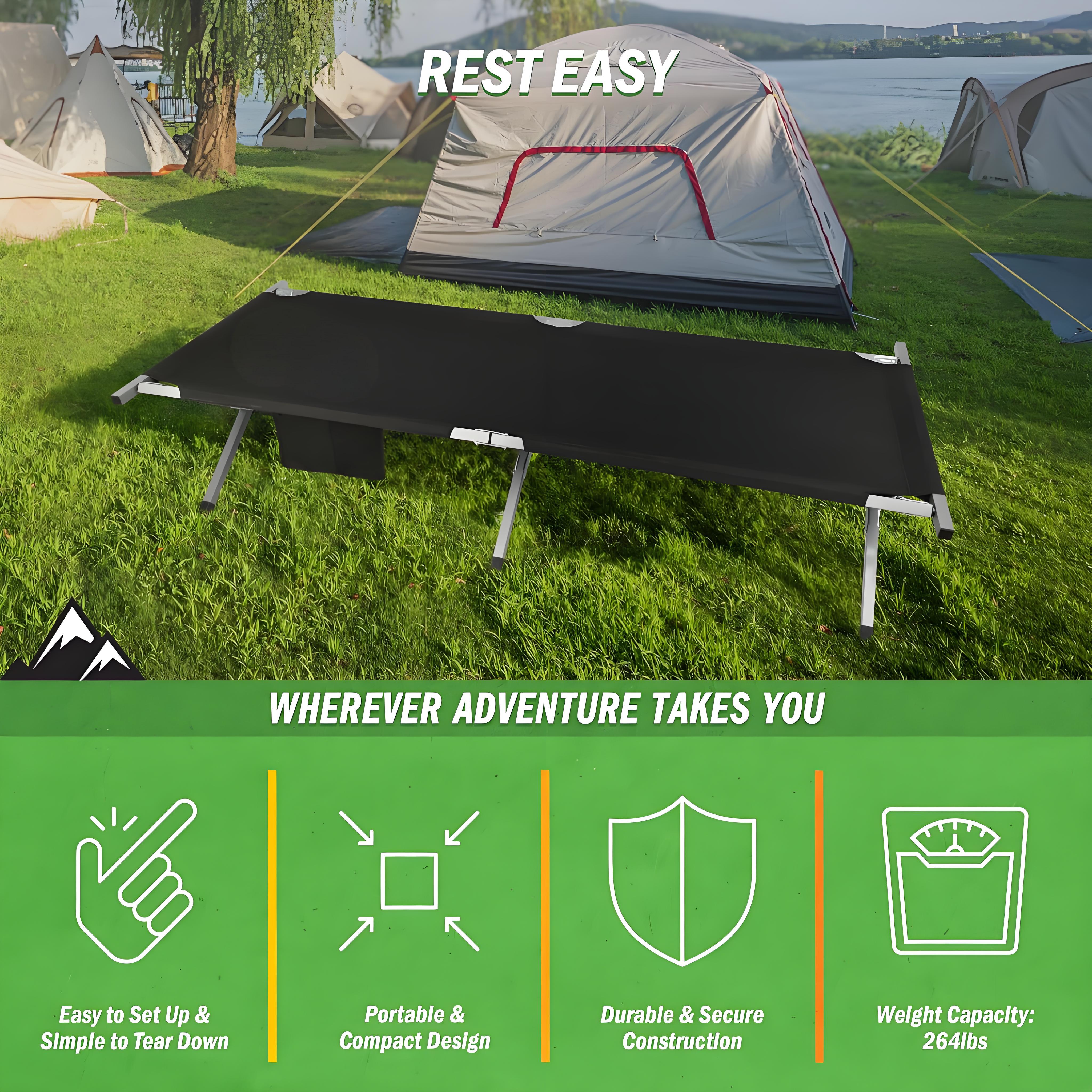 Marching Bed Outdoor Camping Bed, Foldable Lightweight Bed, Portable Camping Bed With Portable Bag, Suitable For Adult Hiking And Hunting Trips Black — image 9