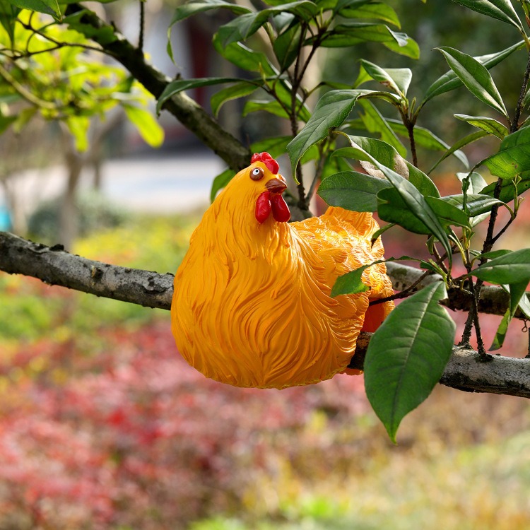 Ornamento de pollo de resina para jardín con ranura — imagen 9