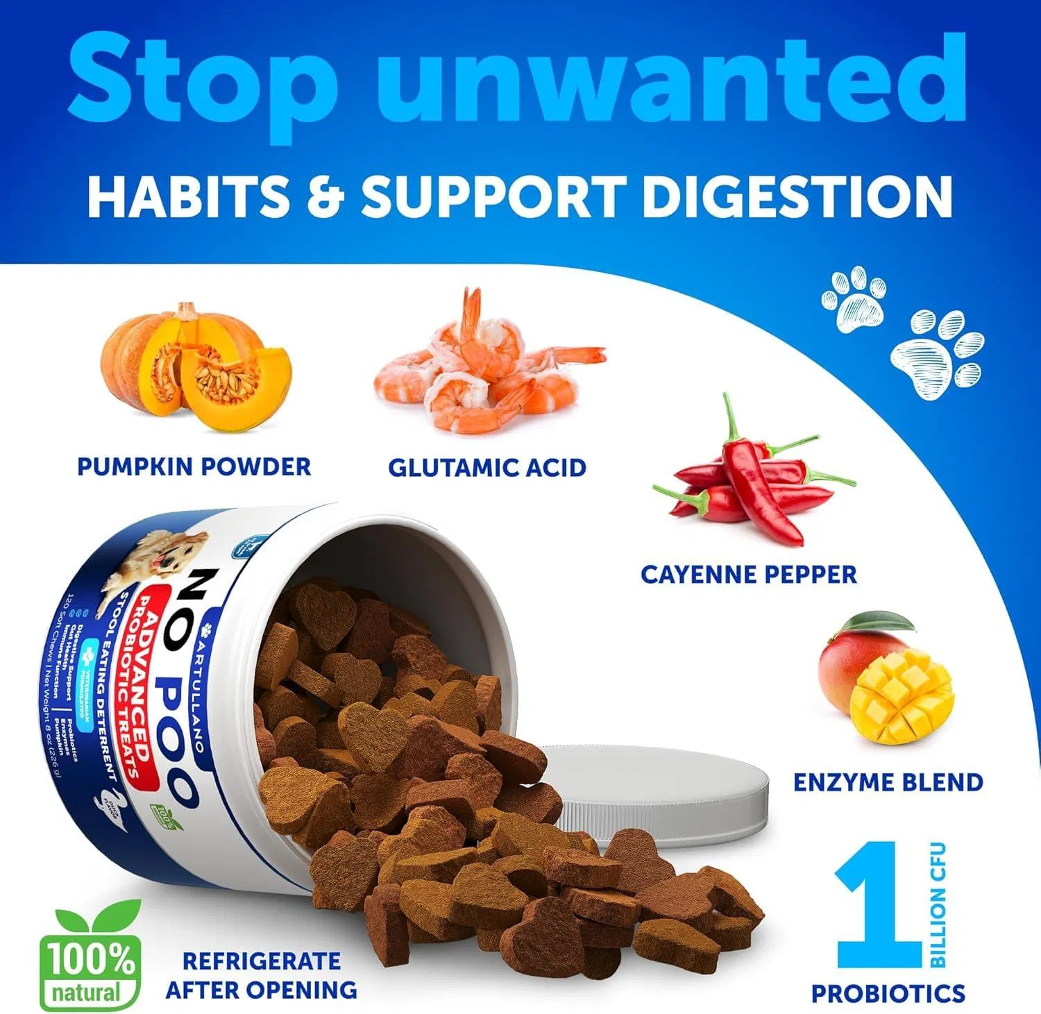 Chewingas Anti-Caca para Perros: Prevención de Coprofagia y Estómago Saludable con Probióticos y Enzimas para Cachorros — imagen 4