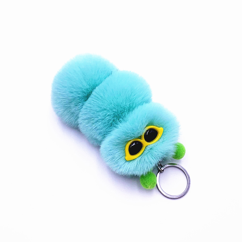 New Cute Caterpillar Key Chain Cute Candy Color Cartoon Plush Bag Pendant Car Key Chain Accessories — image 12