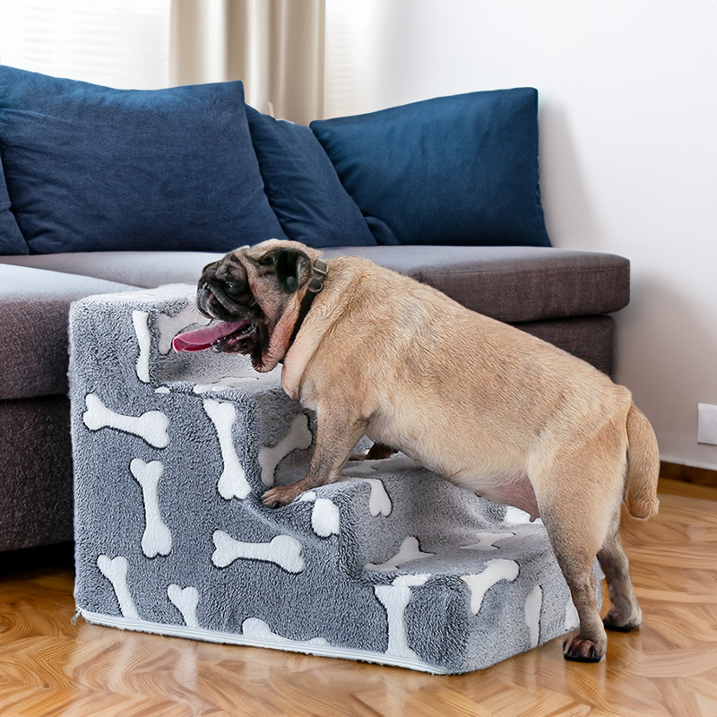 Bone-shaped pet stairs/ramp for dogs (placed beside sofa/bed) to protect joint safety, especially suitable for elderly dogs — image 8