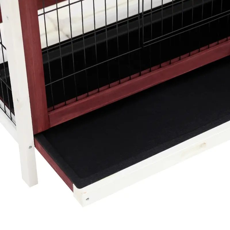 Conejera Grande de 2 Niveles de 54", Casa para Mascotas, Hábitat para Animales Pequeños con Puertas con Cerradura — imagen 9