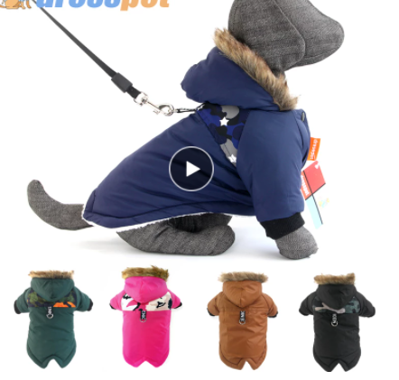 Dog Autumn And Winter Clothes Pet Vest Hoodie Two-Legged Plush Jacket Warm Coat Leash Clothes — image 1