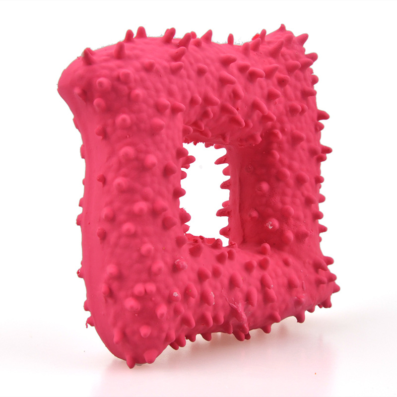 Nuevo Juguetes de Latex para Mascotas con Hueso Picado y Cuatro Esquinas Sonoro de Latex Durable Toy para Limpiar Dientes del Perro — imagen 6