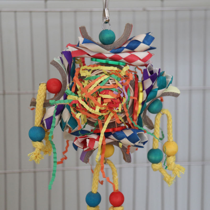 Decoración de Caja de Papel Colorido para Pájaros y Loros Pendiente Juguetes — imagen 4