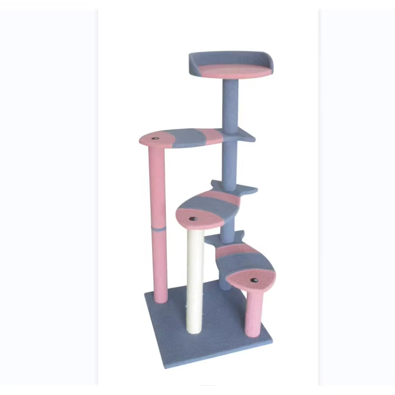Cat scratching post Sustainable Cat Tree Easy Assembly with Durable Wood and Plush Cat Furniture for Lapping and Climb — image 1