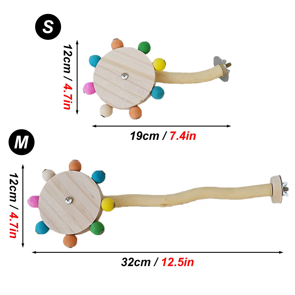 Juguete de Percha Divertido con Bolas Rotatoras en Madera Juego Interactivo para Pájaros Colorido Paraforaje para Loros Juguetes Giratorios para Amorcerdos — imagen 2