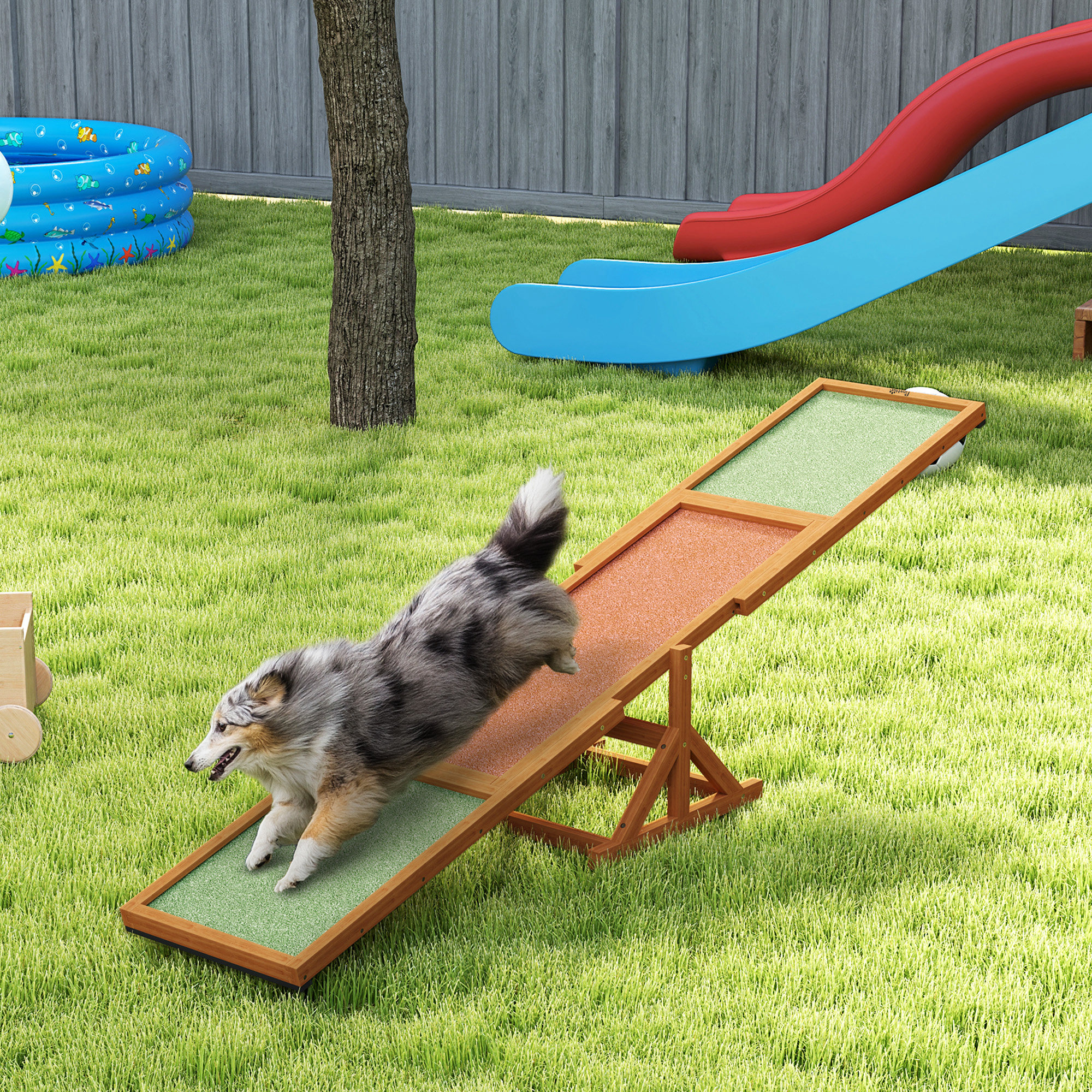 Seesaw de Madera para Perros: Ejercicio y Entrenamiento, Resistente al Tiempo, 83 L X 16 W X 14 H, Naranja — imagen 5
