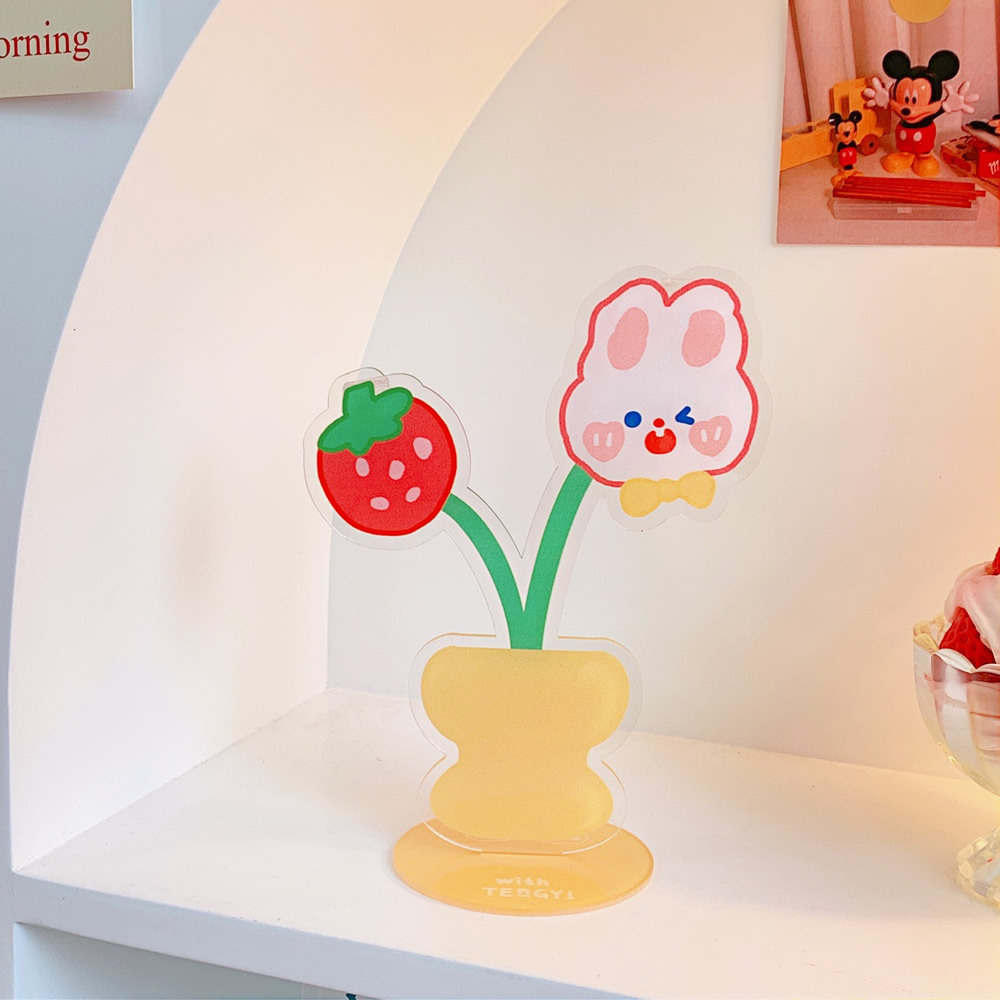Creative Desktop Flower Decoration Cute Cartoon Acrylic Folder Sweet Soft Cute Bear Rabbit Multi-Function Note Holder — image 13