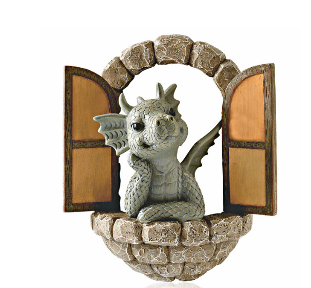 Little Dragon Ornament On The Cute Balcony Dinosaur Door Open Garden Ornament Resin Handicraft Ornament Statue — image 2