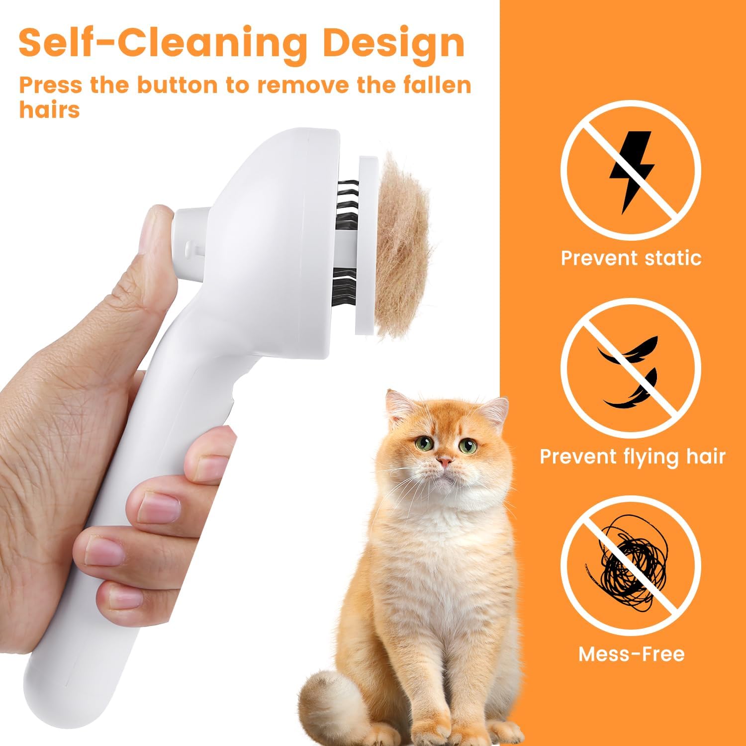Cepillo de Vapor 3 en 1 para Gatos, Cepillo de Vapor para Mascotas de Pelo Largo y Corto, Peine con Spray para Eliminar Pelo en Animales Pequeños, Cepillo con Rociador de Niebla de Agua y Botón de Liberación — imagen 14