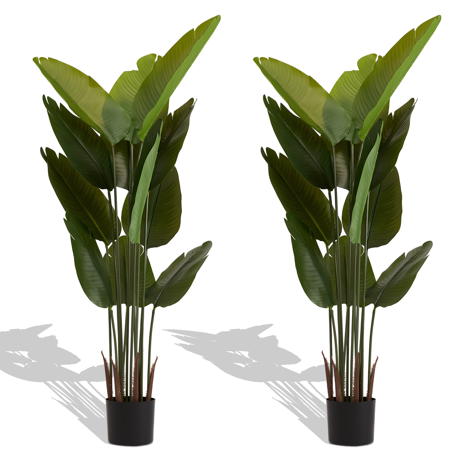 Artificial Bird of Paradise Plant, 5.2ft Tall Faux Tropical Palm Tree in Pot for Indoor or Outdoor Home, Office, or Garden Decoration, 2pcs/set — image 11