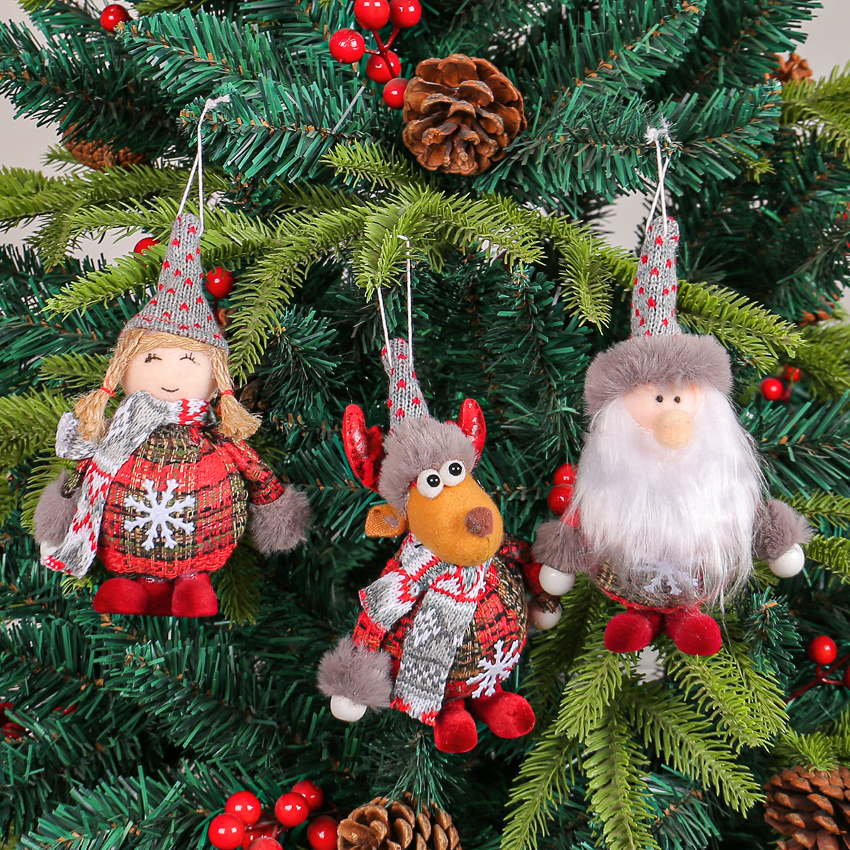 Muñeca de alce de Santa Claus, decoración de pie para festivales, árbol de Navidad, muñeca de niña enano, pequeño colgante — imagen 2