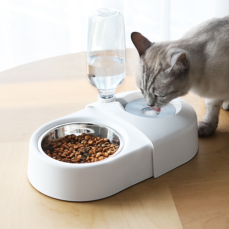Dogs Cats Bowl and Drinking Fountains with Automatic Water Outlet Anti-overturning Feeders Plastic Feeding Bowl Pet Accessories — image 2