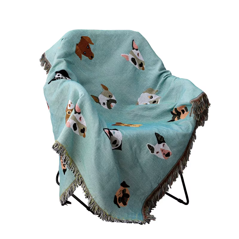 Cobertor de punto con diseño de perros adorables, multifuncional, universal y antideslizante para sofá, cama y viajes — imagen 7