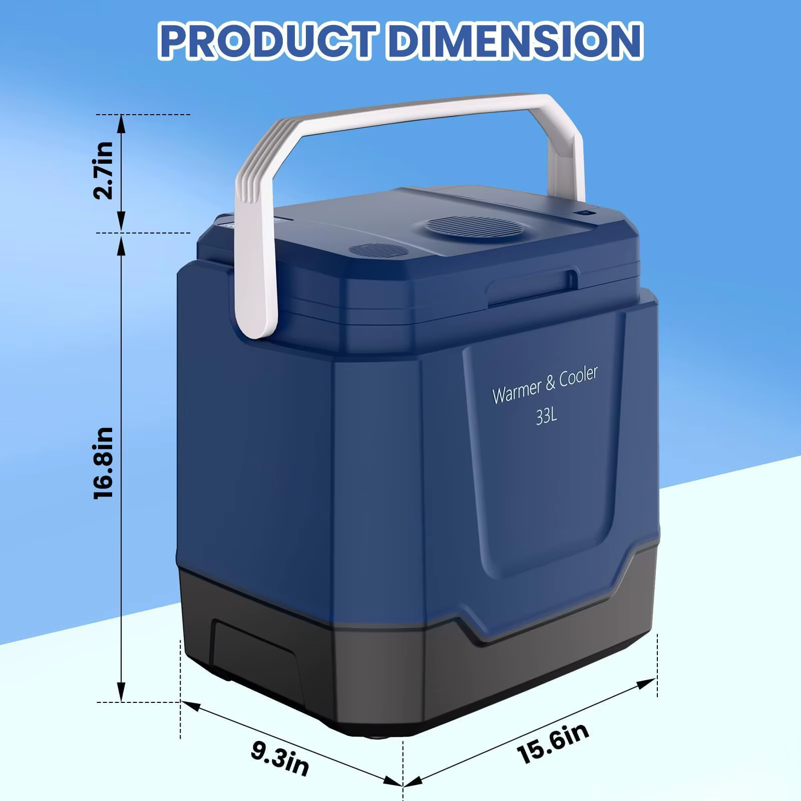 35QT Electric Cooler, Portable Car Refrigerator & Plug-In Cooler with 12V DC & AC Power, Travel Cooler for Camping, Road Trips, Truck Travel & Home Use, car fridge with Locking Handle — imagen 4