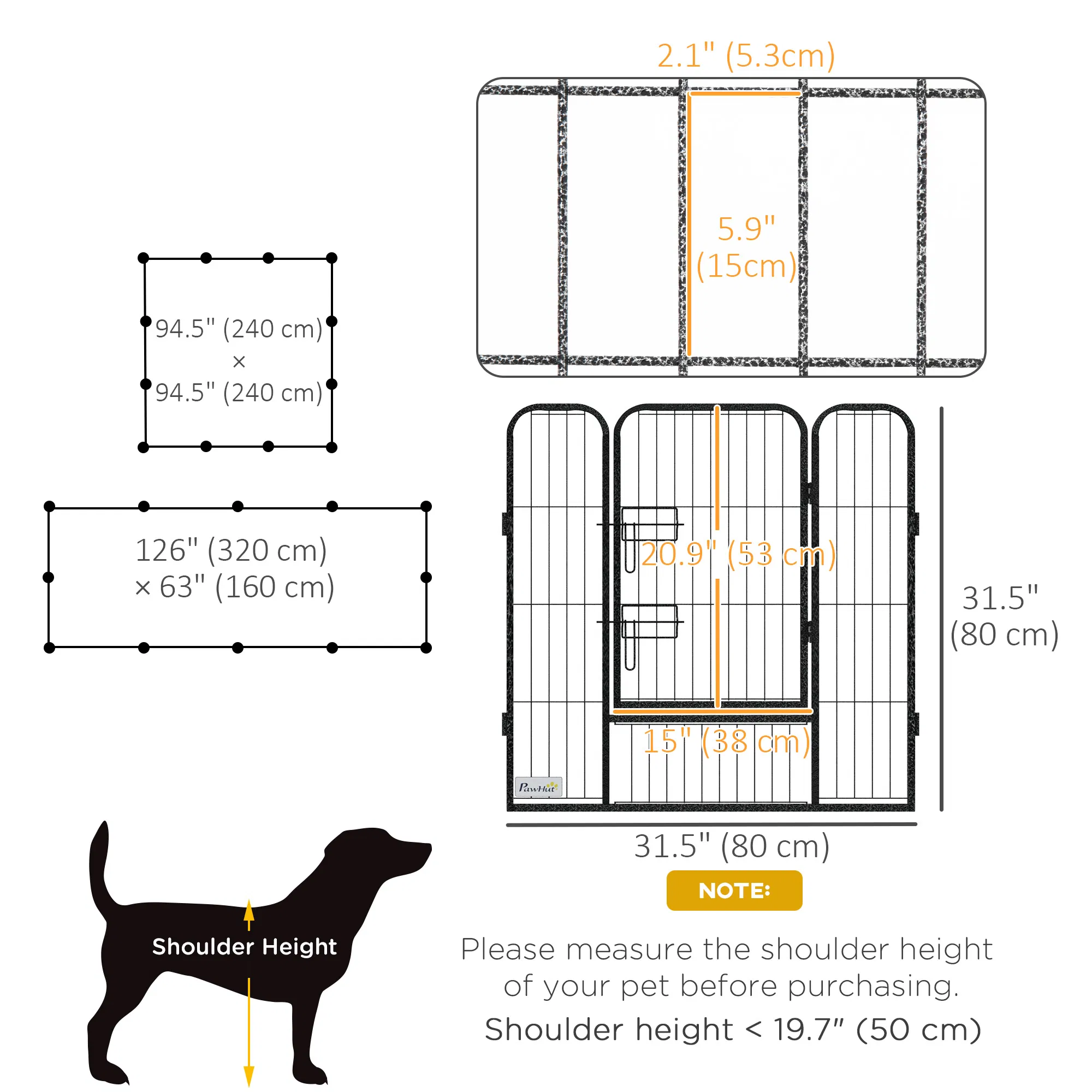 Dog Pen with Gate, 12 Panels Puppy Playpen, Dog Fence, 31.5"H — image 3