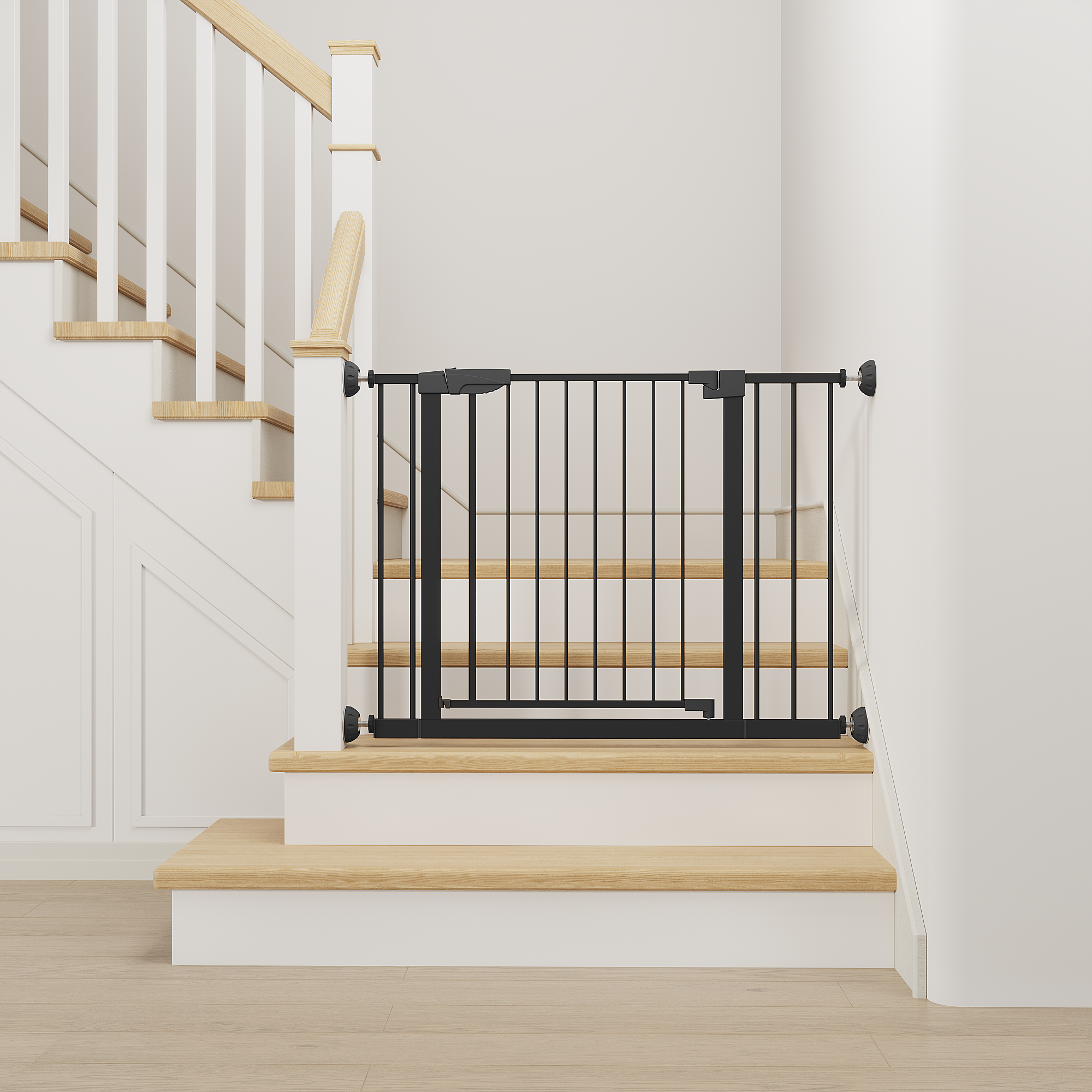Reja para Bebés Ancha de 29.5-45.3" con Protector de Pared para Escaleras, Reja para Perros de Interior para Puertas, Sin Taladrar, Montaje a Presión, Rejas para Mascotas para Niños, Reja de Seguridad Fácil de Cruzar, Negra — imagen 7