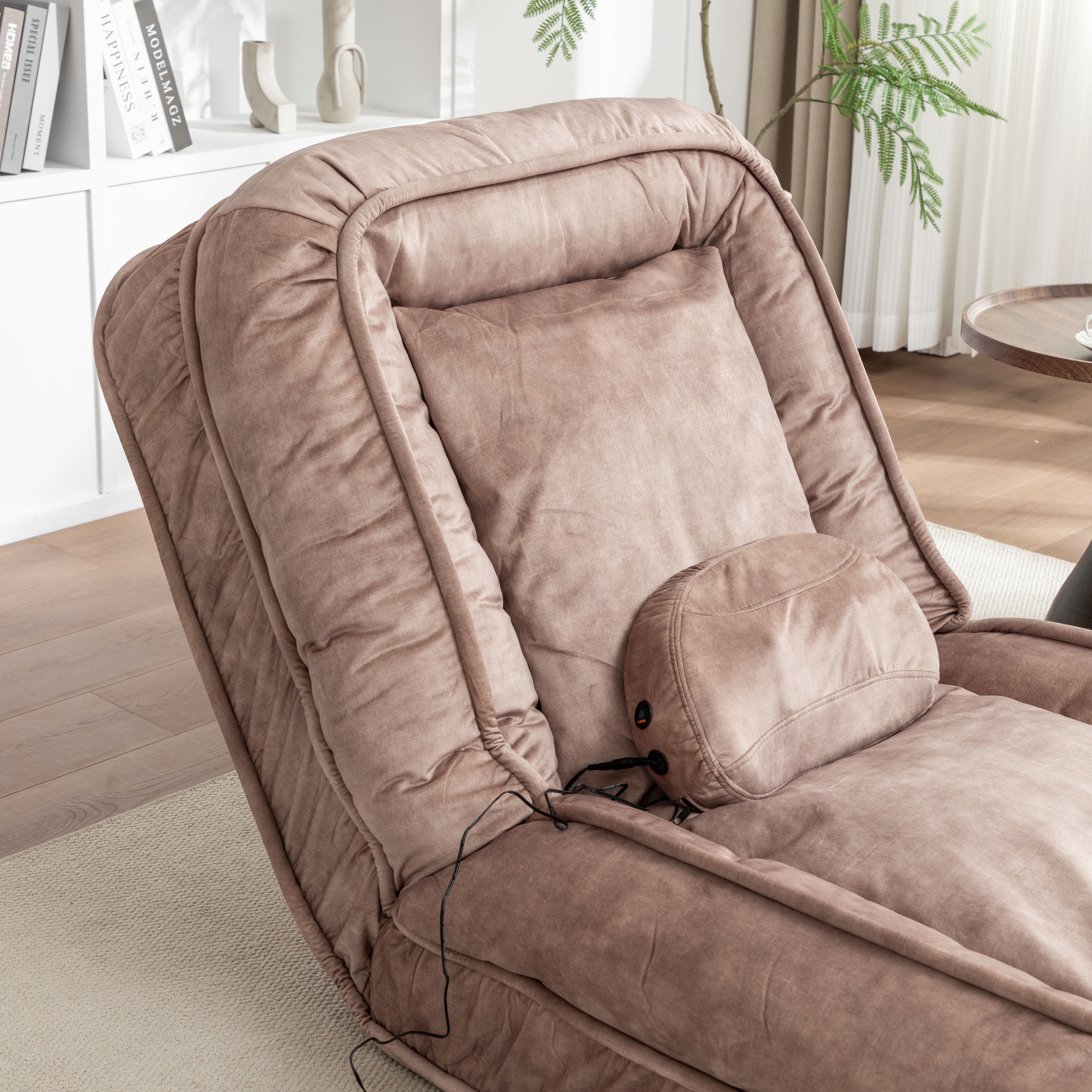 Upholstered Human Dog Bed for Adult & Pets, with 5 Adjustable Position & Massage Pillow, Bean Bag floor sofa with 2 Soft Pillows — image 9