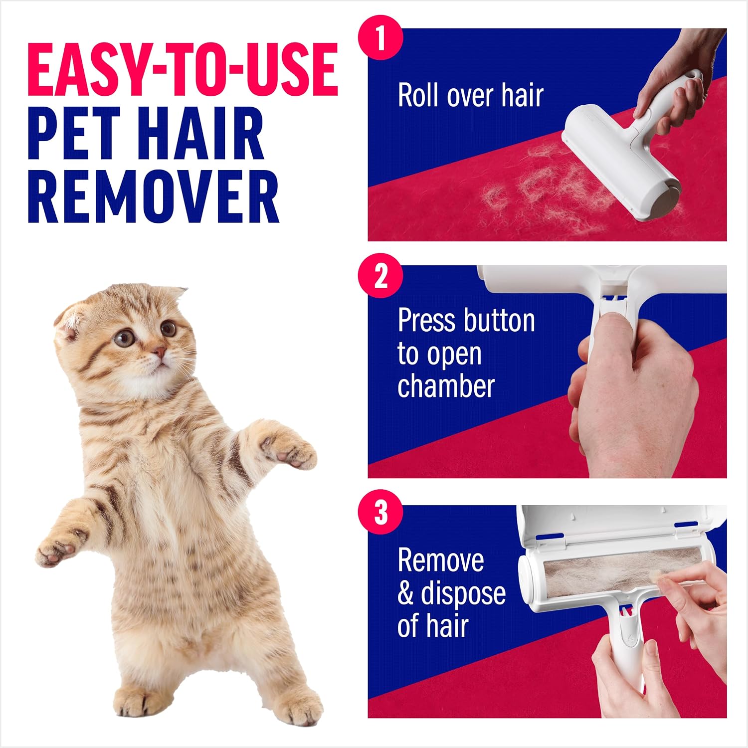 Reusable Pet Hair Remover Roller, Portable Lint Roller For Cat And Dog Hair On Furniture, Couch, Carpet, Car, Rugs And Bedding — image 3