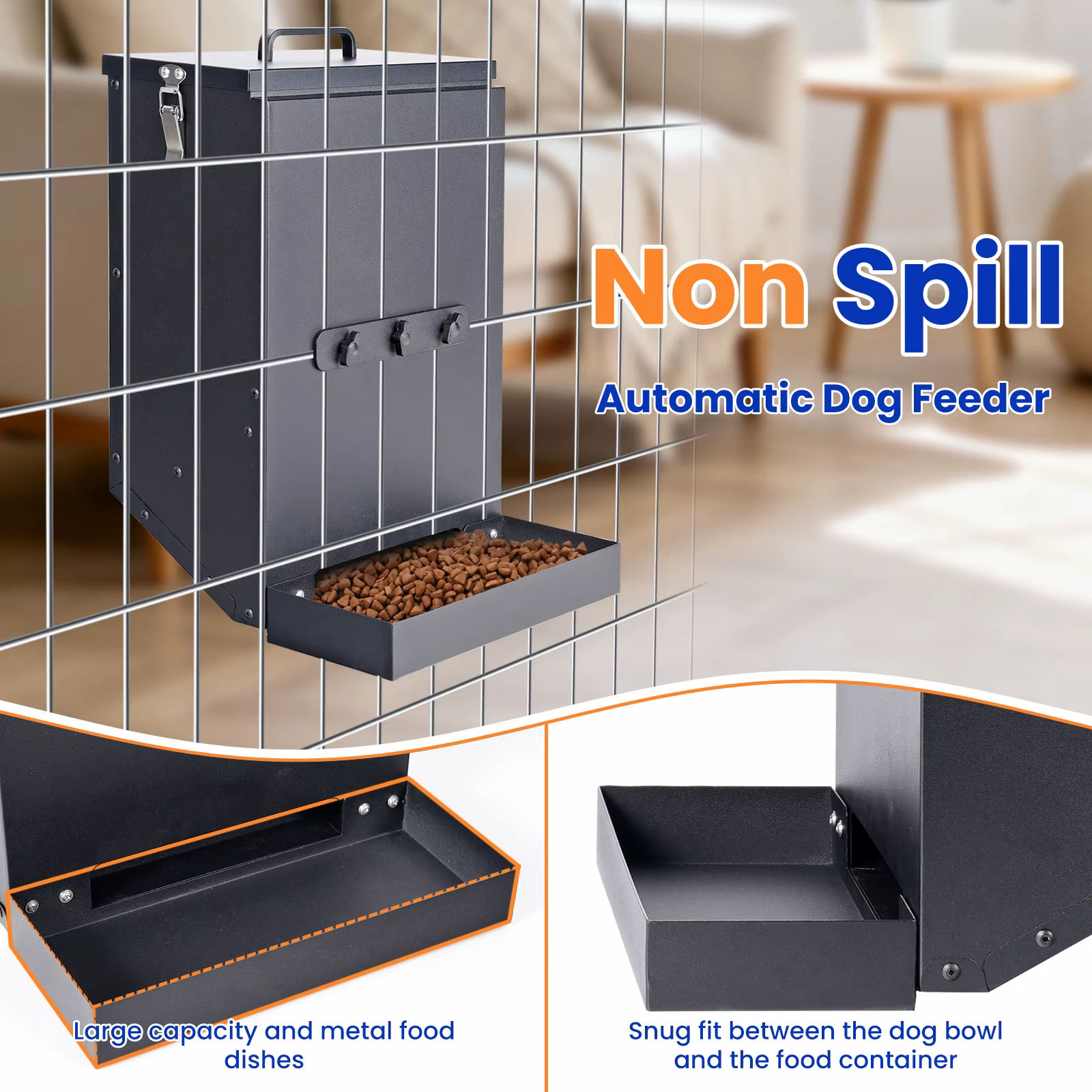 Bolita de Alimento para Perros Grande con Cuelgue en Acero Inoxidable para Caja o Jaula - Dispensador de Comida Sin Derrames para Mascotas — imagen 6