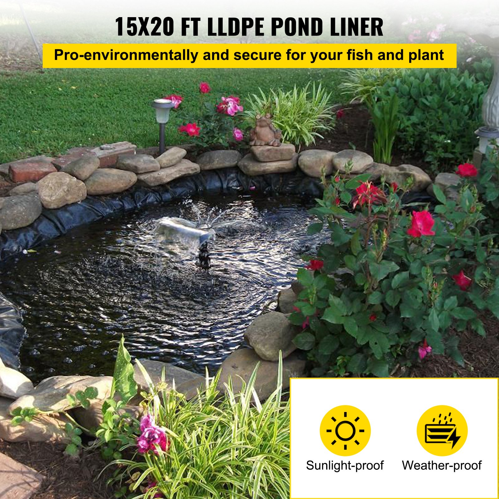 Lineras de Piscina VEVOR de LDPE 15x20 pies, Capa de 20 mil, Lineras para Cascadas y Piscinas de Pez — imagen 2