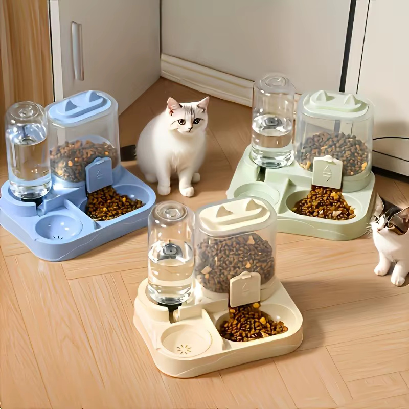 2-in-1 Cat Automatic Feeder Water Dispenser Gravity Pet Food Bowl Wet Dry Separation Storage for Cats Small Dogs Home & Travel — imagen 3
