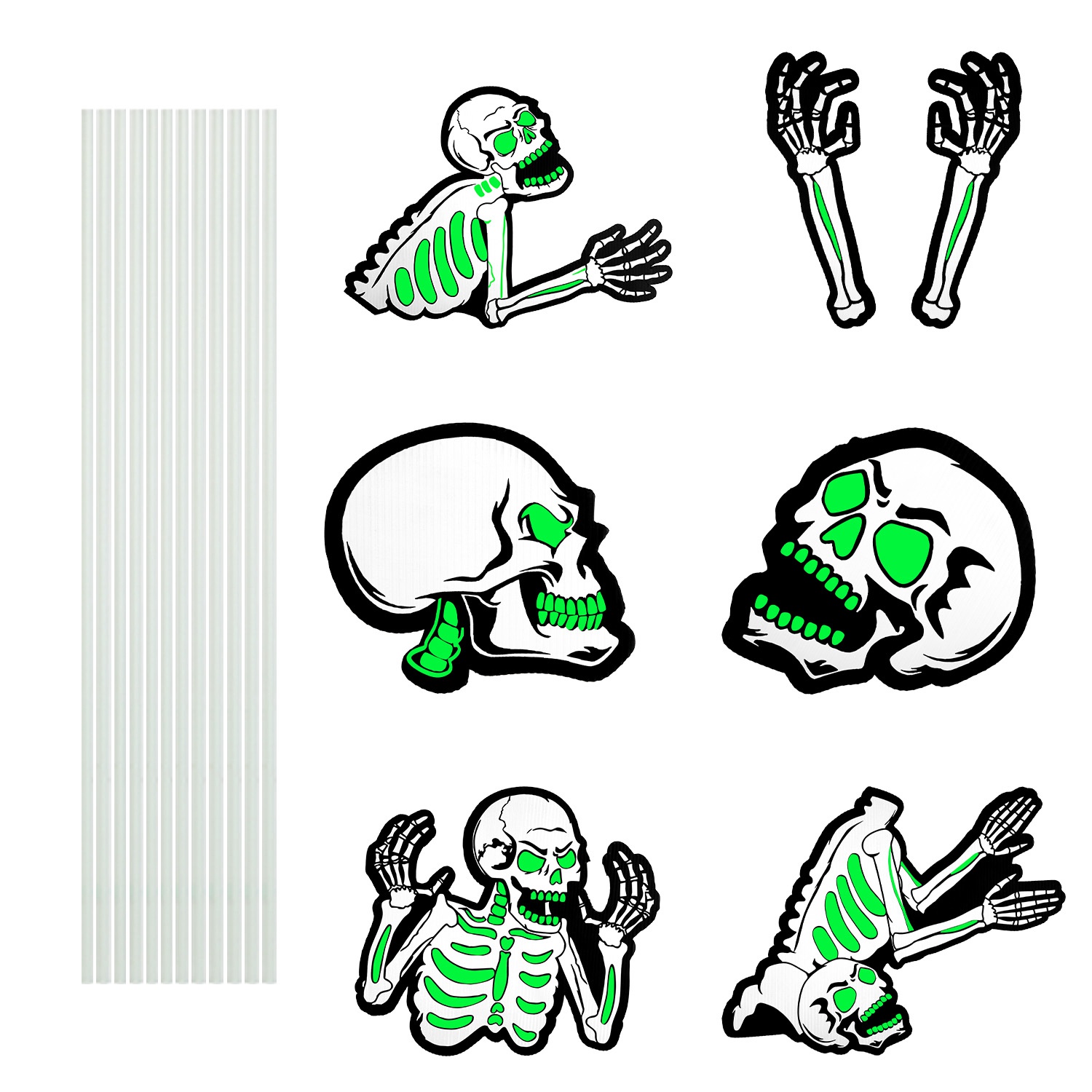 Decoraciones de Jardín para Halloween: 6 Calaveras, 6 Tumbas o 5 Gatos Negros, Brillan en la Oscuridad, para Casa Embrujada, Jardín, Patio y Fiestas de Temática Terrorífica — imagen 6