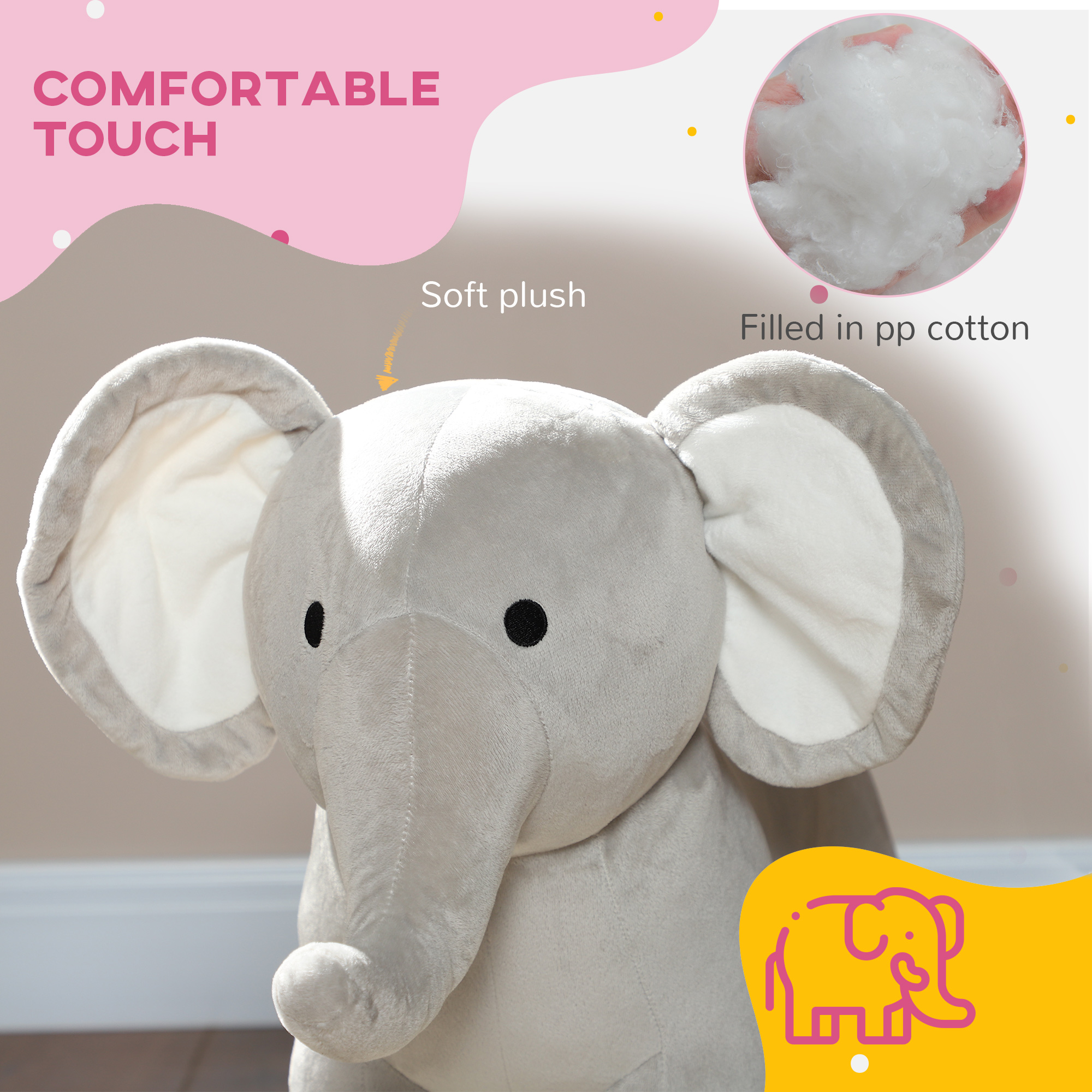 Elefante de Roca con Sonidos Realistas, Juguetes de Caballo para Niños Edad 2-4, Gris — imagen 7