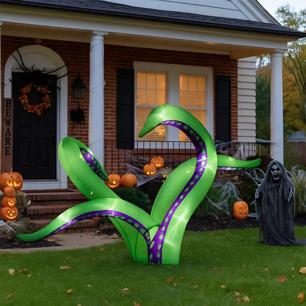 2 Pack Halloween Inflatable Octopus Tentacles Outdoor Decorations, Blow Up Hanging Decoration With Built-in LED Lights, Striking Window Decor For Halloween Party Outdoor Yard Garden Lawn — imagen 5