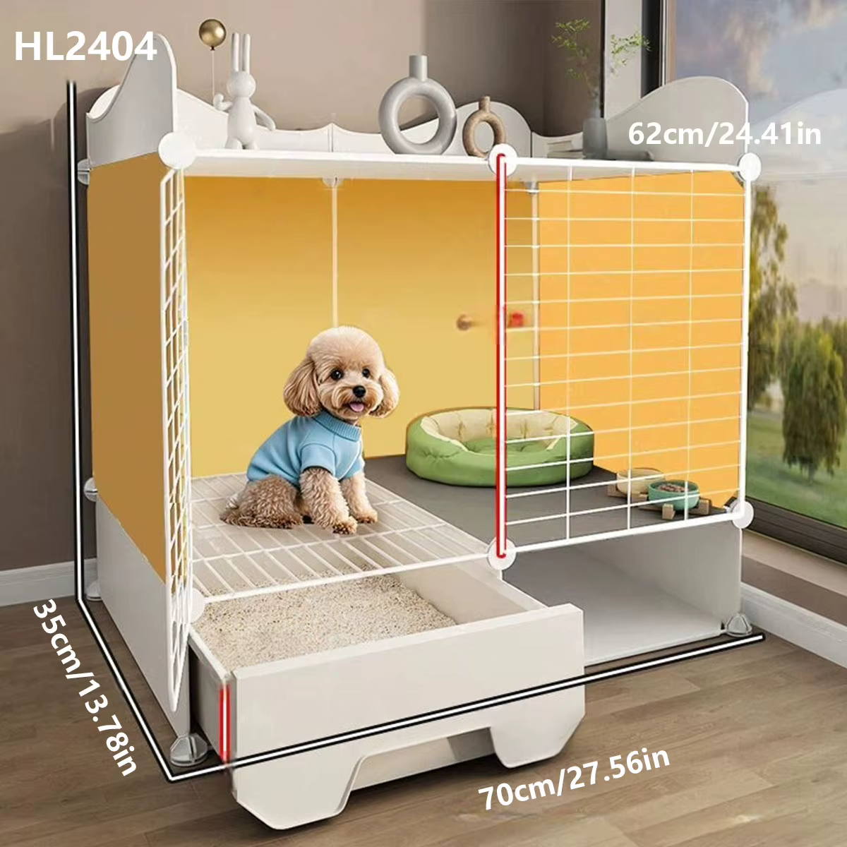 Small Dog Cage with Separate Toilet Area for Indoor Use, Suitable for Household Pets Like Teddy, Corgi, Small Dogs, Rabbit Villa, and Kitten Cage with Litter Box — image 1