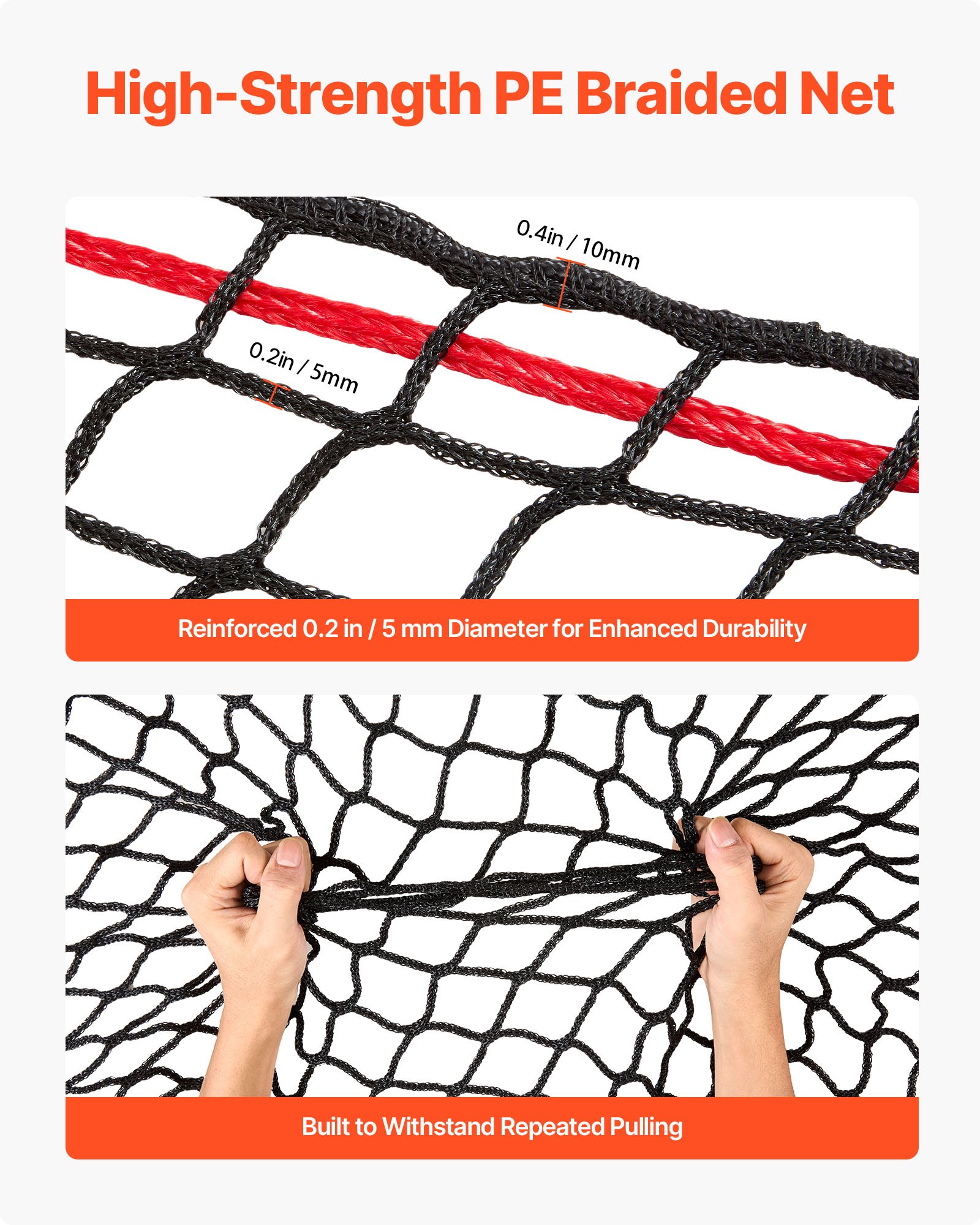 Round Bale Hay Net, 5.91 X 5.91 X 5.91 Ft, 1.65 Inch Holes, PE Material, Knotless Design, With Zip Ties, Needle Shuttle, Repair Twine And Storage Bag, Slow Feeder Round Bale Net For Horses — imagen 2