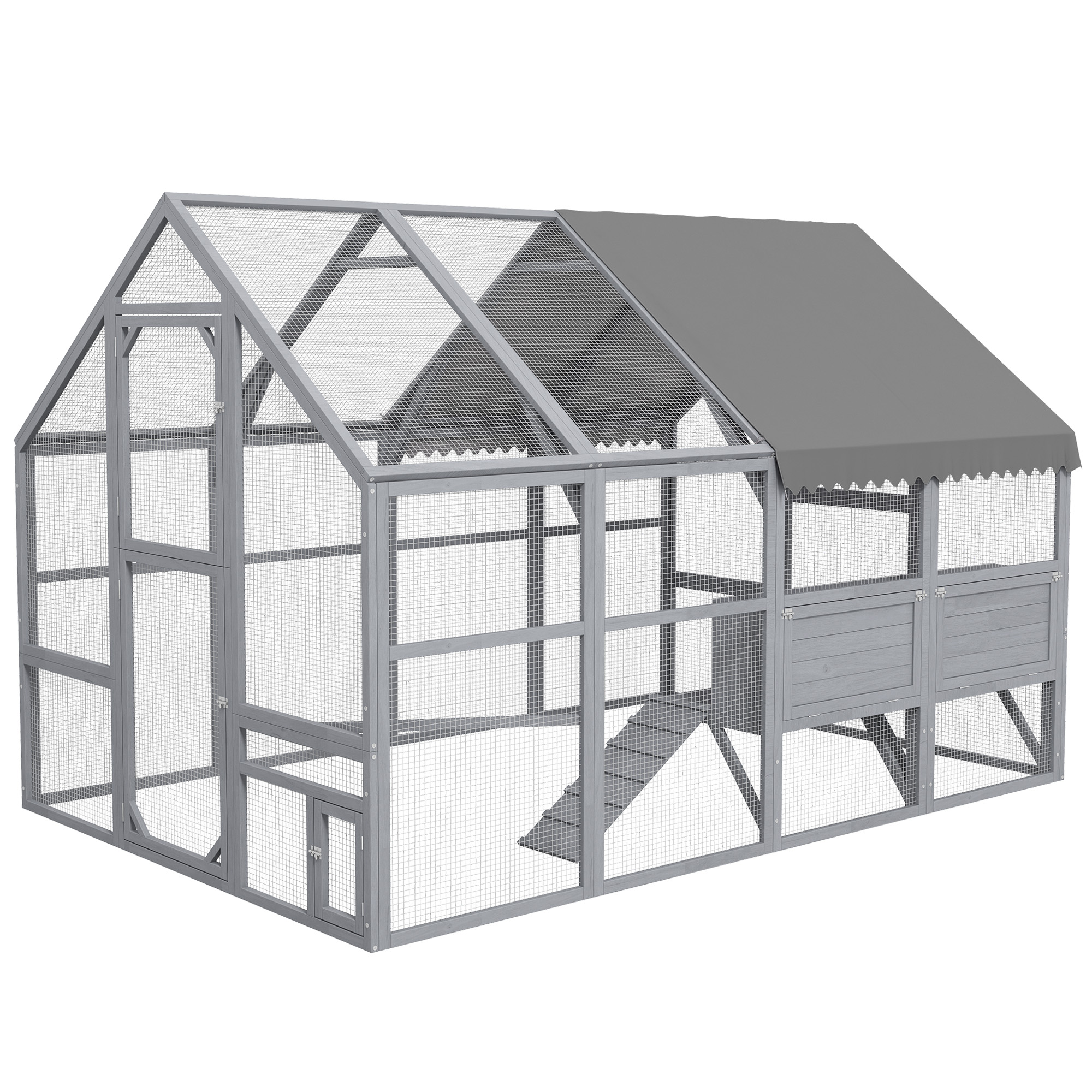 Gray Large Chicken Coop For 8-12 Chickens With Water-Resistant And Anti-UV Cove, Nesting Box — imagen 4