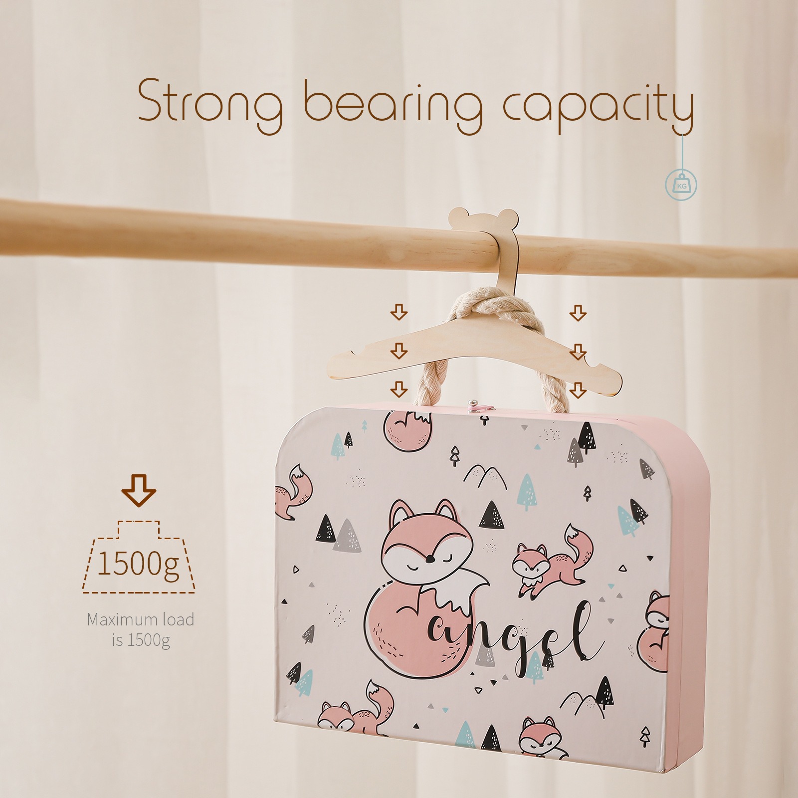 Pulsera de Madera para Niños con Oso de Madera, Soporte de Chaqueta Creativo para Hogar, Decoración Manual para Habitación Infantil — imagen 5
