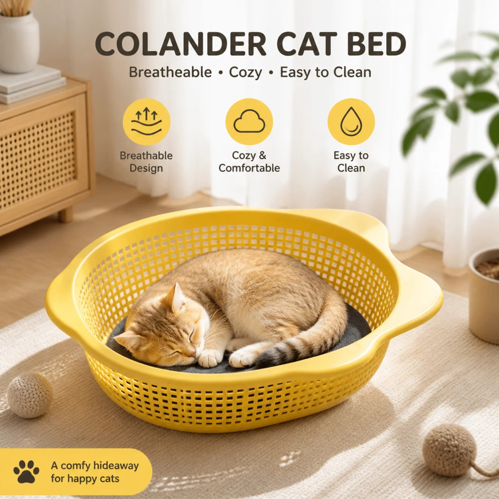Pet Cat Bed Breathable Thickened Cat Basket with Mat Summer Cooling Indoor Pet Bedding Comfortable Soft Mat for Cats — image 1