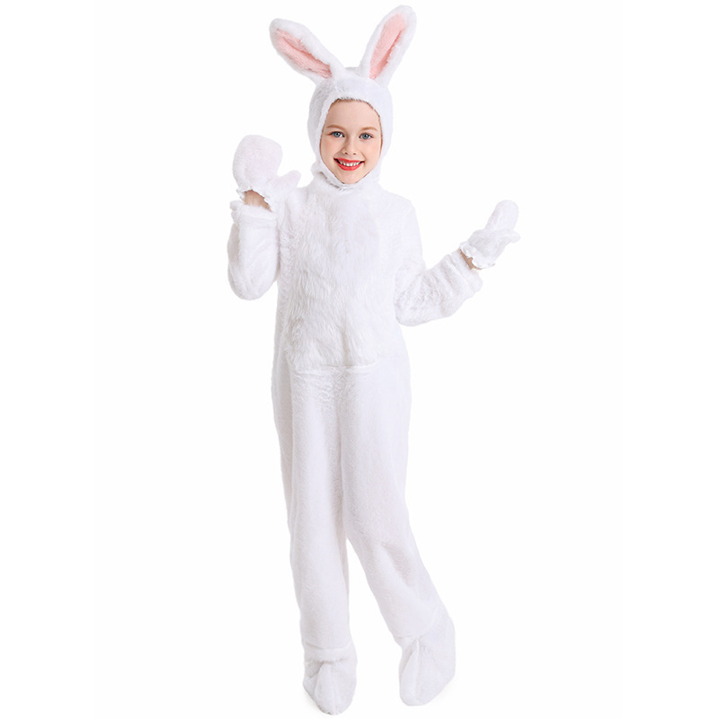 Halloween Costume Kids Cute Plush Rabbit Animal Outfit Forest Stage Performance Costume Onesie Pajamas — image 3