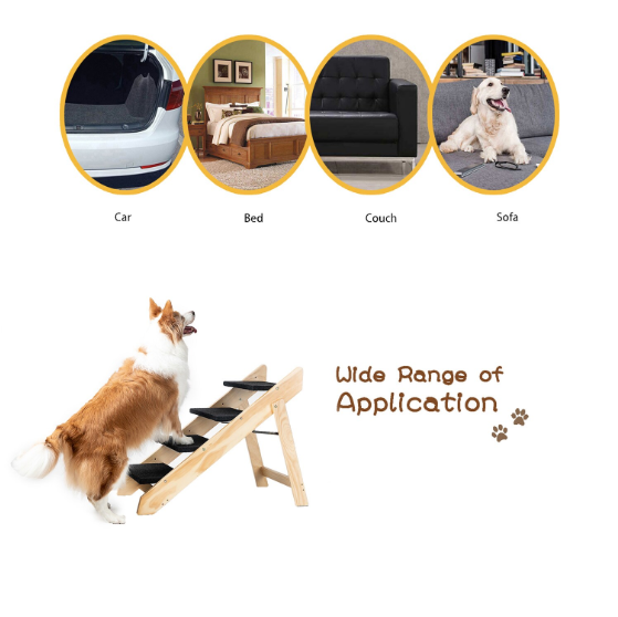 Wooden Foldable 4-storey Pet Stairs And Ramps — image 4