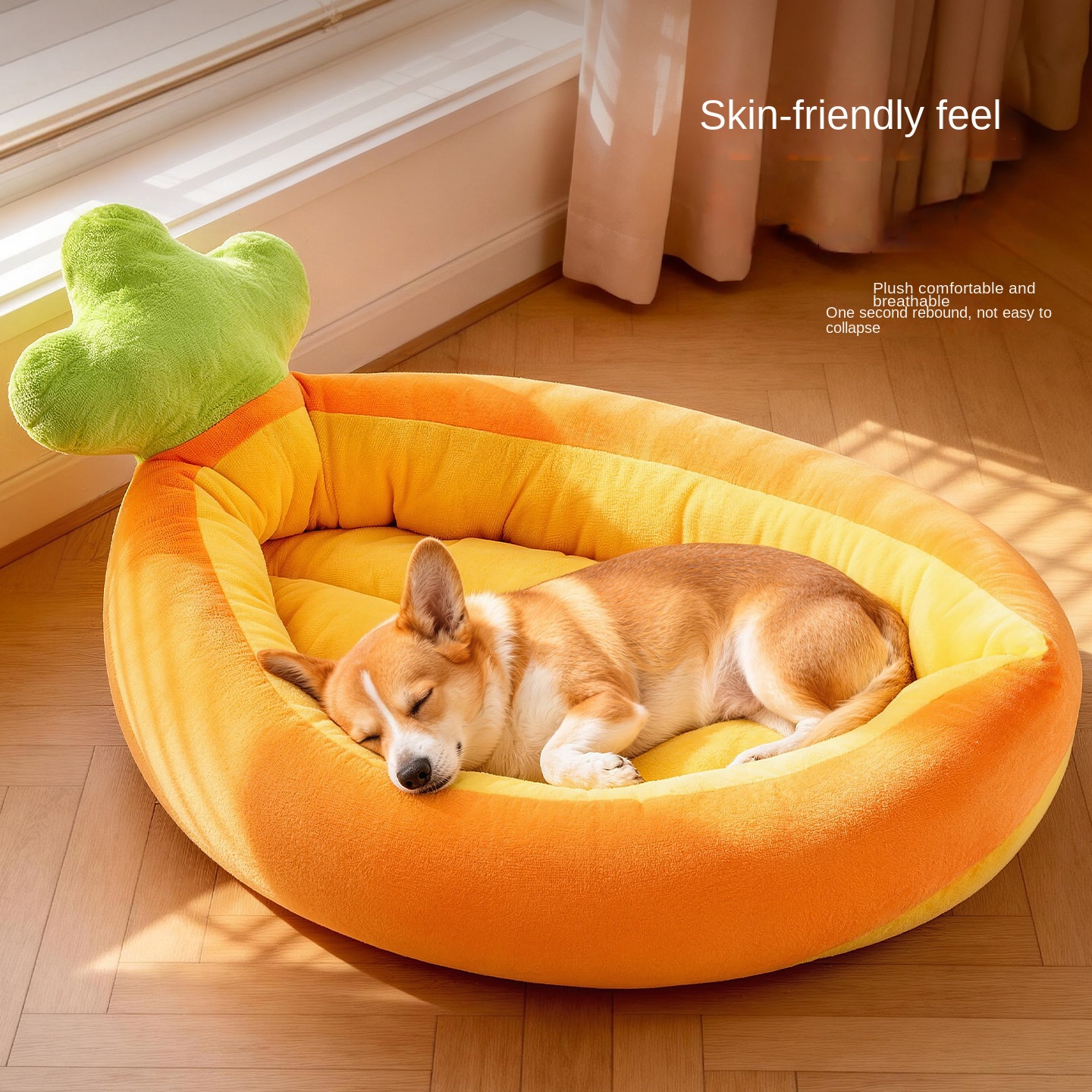Carrot Cat Bed Winter Warm Plush Thickened All-Season Cat Kitten Nursing Bed Pet Small Dog Bed — image 2
