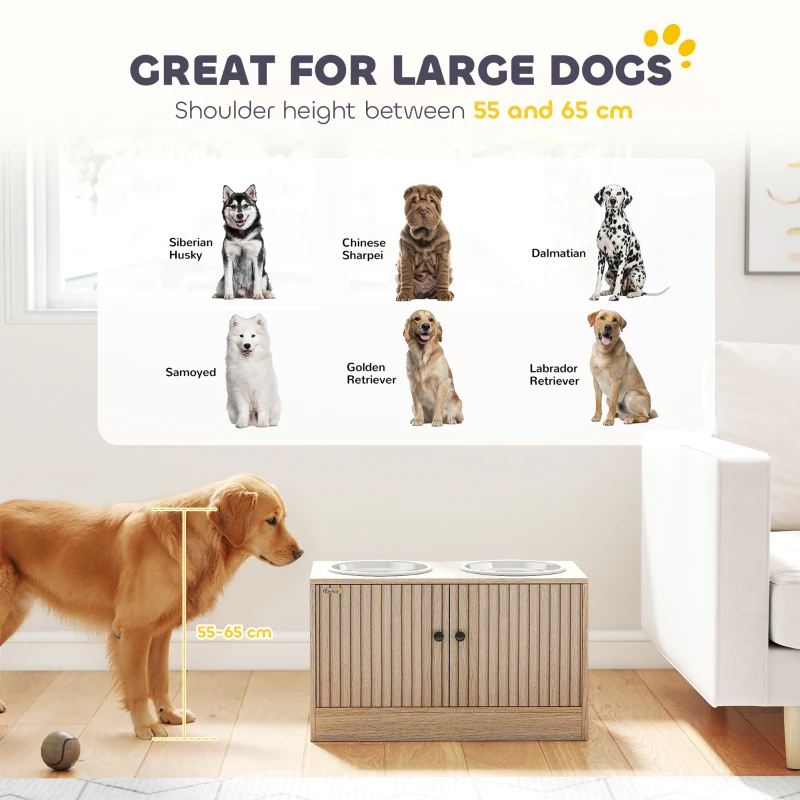 Elevated Dog Bowl, Large Feeding Dog Bowl Stand With 2 Stainless Steel Bowls, Storage Drawer, And Slow Feeder Mat — image 6
