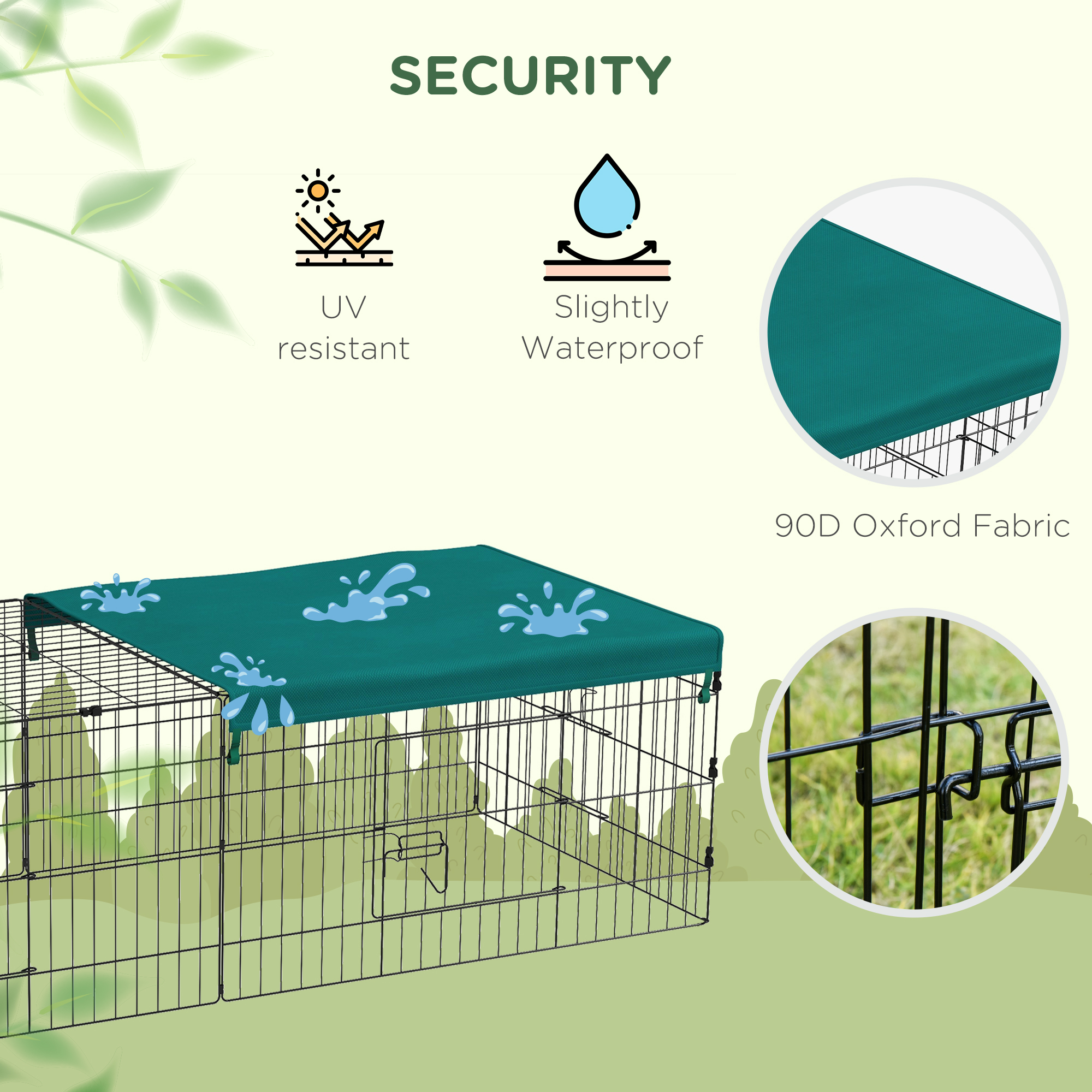 73" Small Animal Playpen with Roof for Rabbits, Chicken, Chinchillas for Indoor/Outdoor Use, Green — image 4