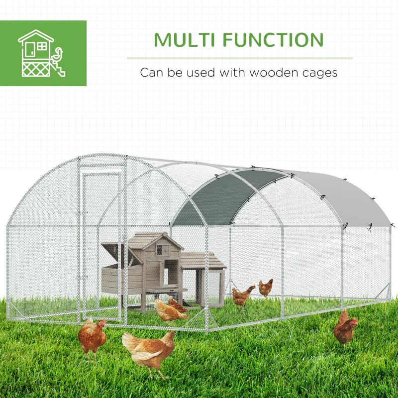 Large Chicken Coop Metal Chicken Run With Waterproof And Anti-UV Cover, Dome Shaped Walk-in Fence Cage Hen House For Outdoor And Yard Farm Use, 1Tube Diameter — imagen 3