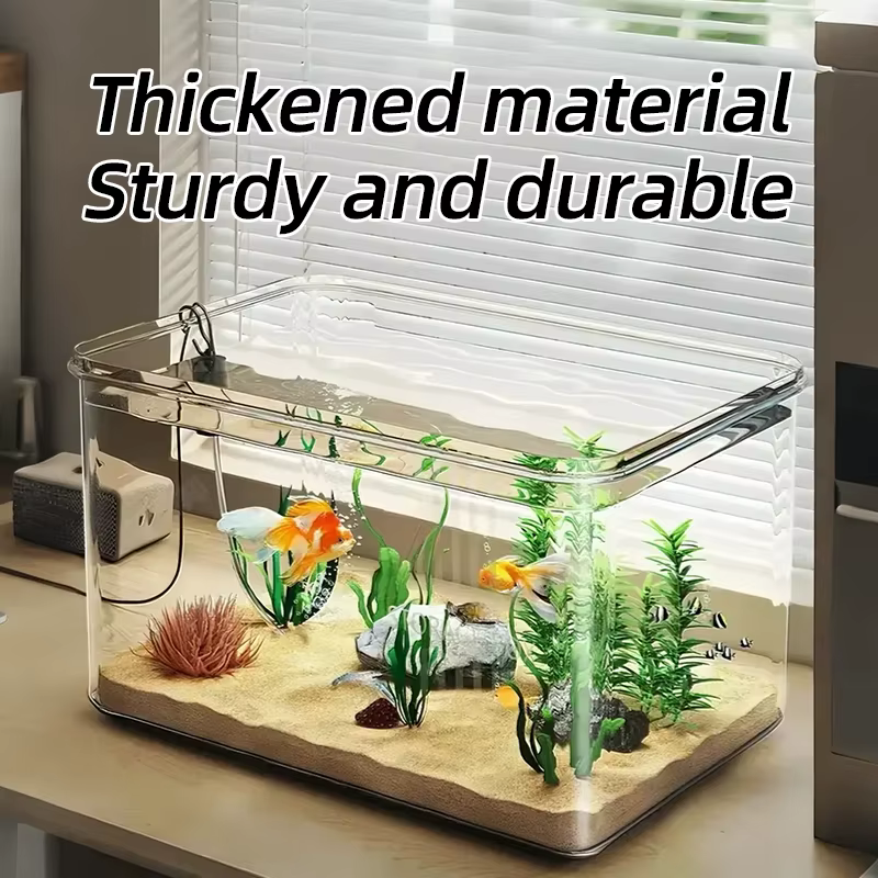 Tanque de Acuario Transparente Creativo para Oficina y Hogar Decoración Rectangular (Solo Tanque, sin Paisaje ni Piedras Incluidos) — imagen 3