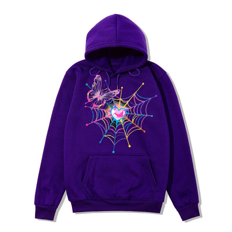 Dark Gothic Streetwear Hoodie for Men and Women, Large Size Spider Web Pattern Zipper Sweatshirt — image 17