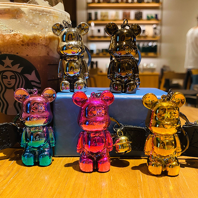 Llavero de Oso con Moño Colorido de Caricatura, Moda para Niñas, Adorable Estilo Viral, Ornamento para Llaves de Auto, Colgante para Mochila Escolar — imagen 2