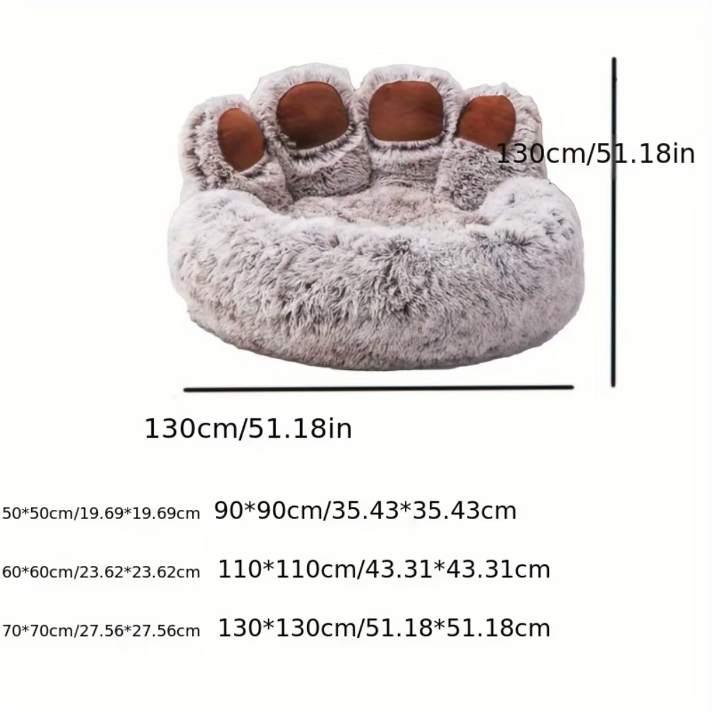 Fluffy Dog Bed Large Pet Products Dogs Beds Sofa Cute Bear Paw Shape Pets Kennel Mat Puppy Cats Supplies Basket Pet Accessories — image 3