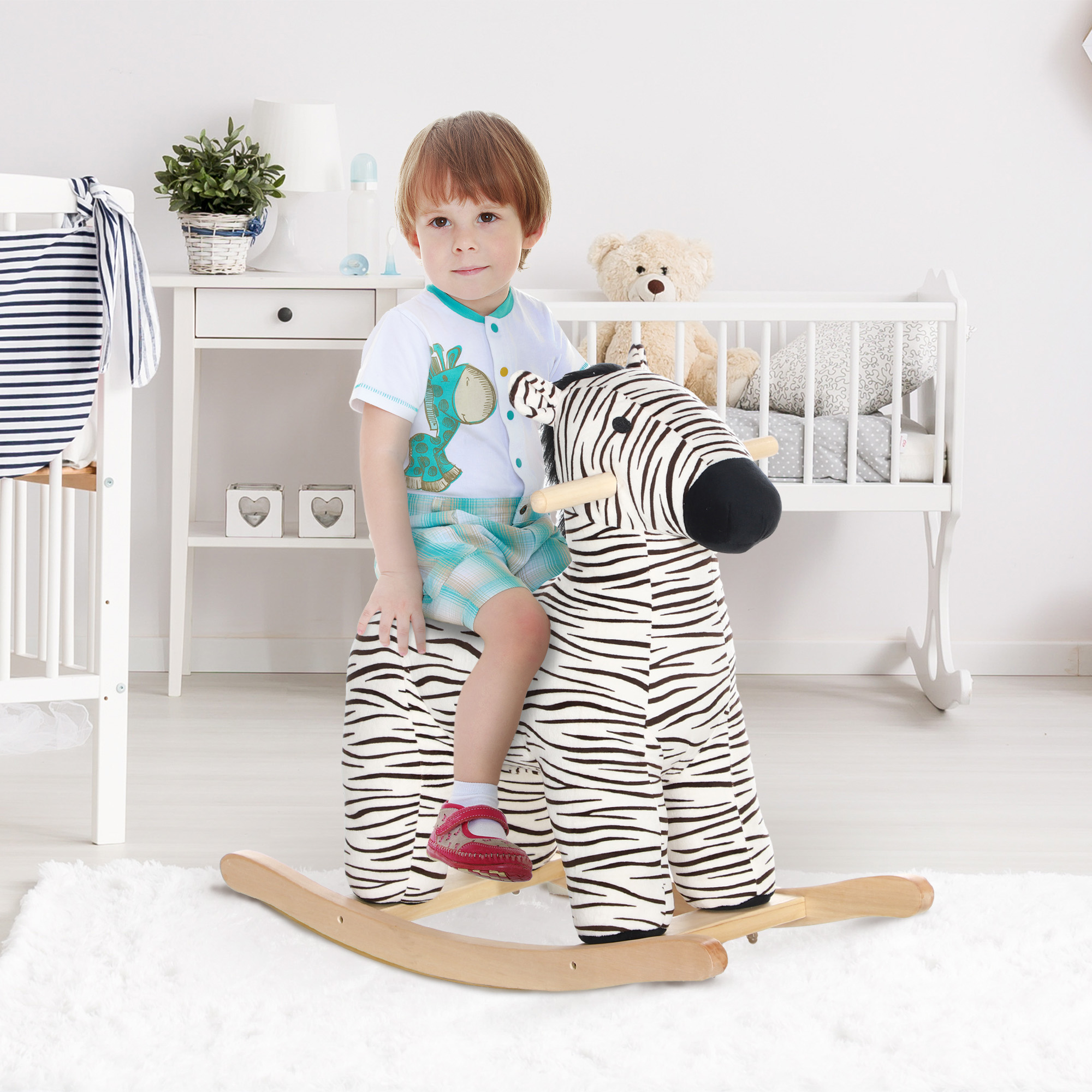 Caballo de Madera con Sonido Realista de Zebra para Niños de 2 a 4 Años, Negro — imagen 8