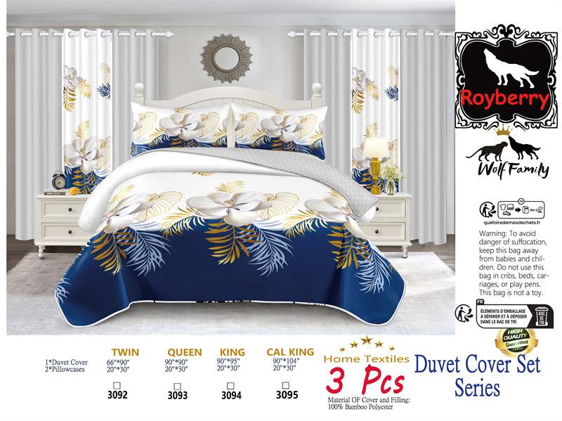 Set de Funda Nórdica de 3 Piezas, Diseño Estadounidense con Estampado Tropical Floral Botánico en Azul Marino y Dorado, Funda de Edredón Pesada de Alto Gramaje con Cierre y Cintas de Esquina, Ropa de Cama de Microfibra Apta para Mascotas — imagen 10