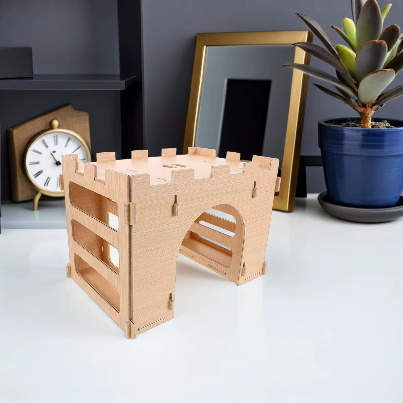 Alimentador de Heno para Conejos Casa de Hábitat de Madera, Caja de Nido para Animales Pequeños, Conejo, Cobaya, Chinchilla, Hamster — imagen 4
